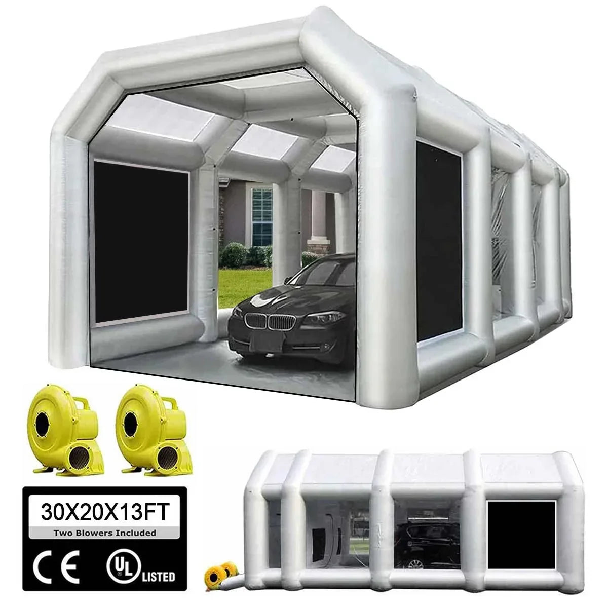 FLAPKWAN Inflatable Paint Booth 30X20X13FT With 1100W+950W Blowers