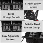 Dream On Me Volgo Twin Umbrella Stroller, Black - 446-BLK