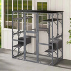 71-Inch Outdoor Wooden Catio Enclosure With 7 Platforms And 2 Condos - Grey