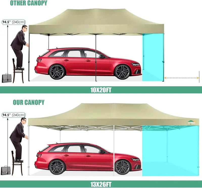 COBIZI 10x20 ft Commercial Pop-Up Canopy Tent With 6 Sidewalls And Roller Bag