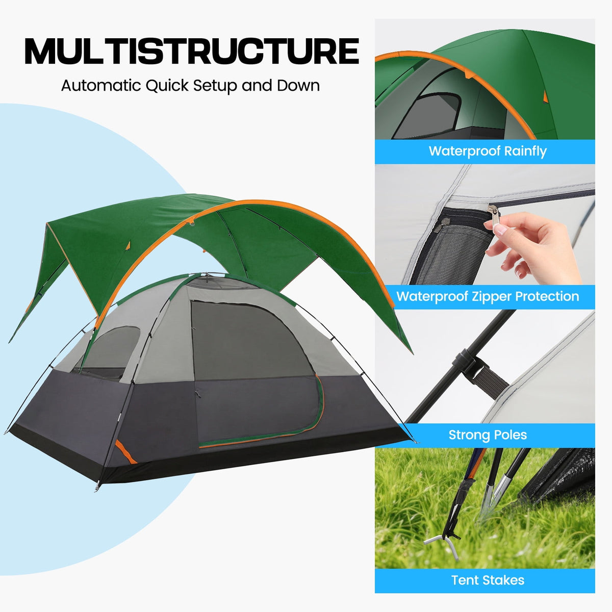 COBIZI 6-8-10 Person Camping Tents with Rainfly, Tent for Camping with Pockets, Waterproof Camp Tent with Mesh Windows, Family Camping Tent For