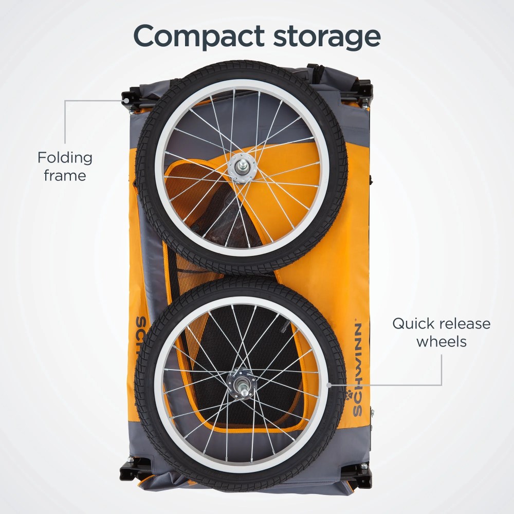 Schwinn Rascal Pet Bicycle Trailer, 16-Inch Wheels, 50 Lbs. Capacity, Orange