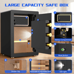 RYCUZO 5.0 Cuft Large Safe Box, Security Home Safe with Interior Safe Lock Box, Fireproof Waterproof Document Bag, Electronic Keypad Digital Lock