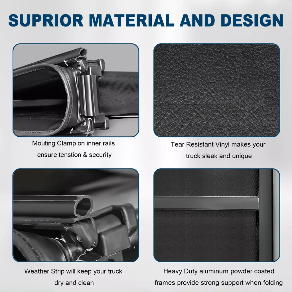 MOSTPLUS 6.5FT 4-Fold Soft Truck Bed Tonneau Cover for 2014-2018 Chevy Silverado / GMC Sierra
