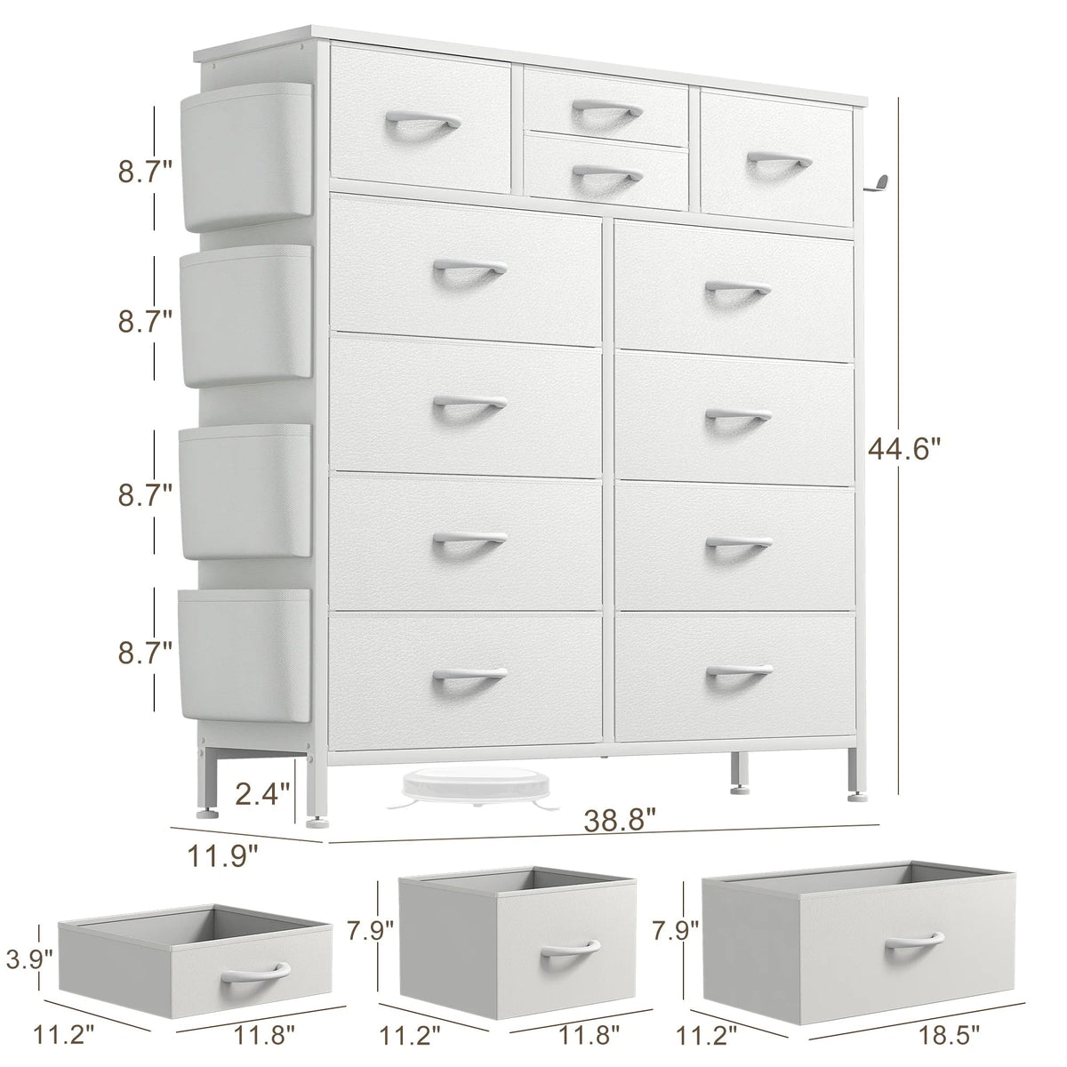 12-Drawer Fabric Dresser With Wood Top And Metal Frame