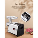 FOHERE Electric Meat Grinder Heavy Duty 3000W Max 5 in 1 Sausage Stuffer with 4 Stainless Steel Plates & 3 Blades, Sausage Kubbe Kit for Home &