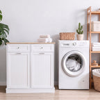 AHB Double Tilt Out Trash Cabinet with Drawers and Handles, Fits Two 13 Gallon Trash Bins, Kitchen Trash Can Storage Organizer, 40"L x 13"W x 36"H