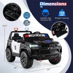 Chevrolet Kids' 24V 2-Seater Police Ride-On Car, Black - 4WD
