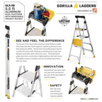 Gorilla Ladders Aluminum Dual Platform Ladder With Project Bucket, 5.5 Ft, 300 Lb Capacity