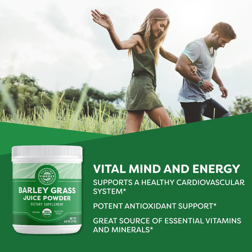 VIMERGY USDA Organic Barley Grass Juice Powder, 62 Servings – Super Greens Powder
