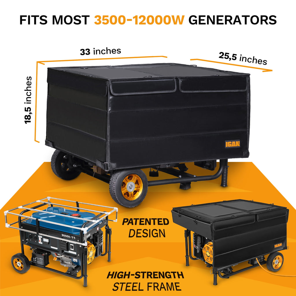 IGAN Generator Tent Waterproof Generator Cover Windproof Kit 3500–12000 Watt 10 lb. Pro Max Black