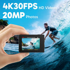 AKASO EK7000 Action Camera 4K 30FPS Waterproof Camera Underwater 131FT with EIS Ultra HD WiFi 170° Wide Angle Sports Helmet Bike Video Black