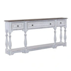 Magnolia Manor Hall Console Table, 72 in, Antique White And Weathered Bark Finish