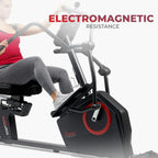Sunny Health & Fitness Electromagnetic Recumbent Cross Trainer Elliptical Bike With Arm Exercisers - SF-RBE4886SMART
