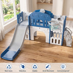Vipuse 9 in 1 Toddler Slide Playset for Kids Indoor/Outdoor for Toddlers Age 1+, Blue & Gray
