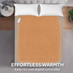 Sunbeam Heated Electric Brushed Fleece Bed Blanket, Gray, Twin Size, 12 Heat Settings, 62 x 84 in