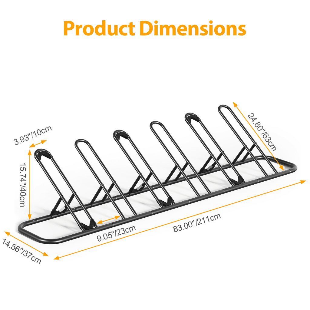 JOZ 6 Bike Floor Parking Racks, Bicycle Outdoor and Indoor Storage Racks, Black
