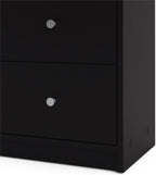 3-Piece Scandinavian Engineered Wood Bedroom Furniture Set With Black 6-Drawer Dresser, 3-Drawer Chest And Nightstand