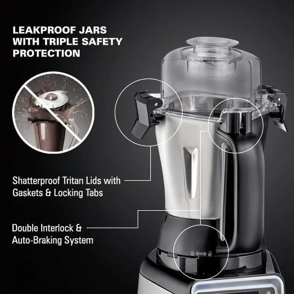 Hamilton Beach Professional Juicer Mixer Grinder 2.2 HP 120V With 3 Stainless Steel Jars, 1.5 Liters - 58770