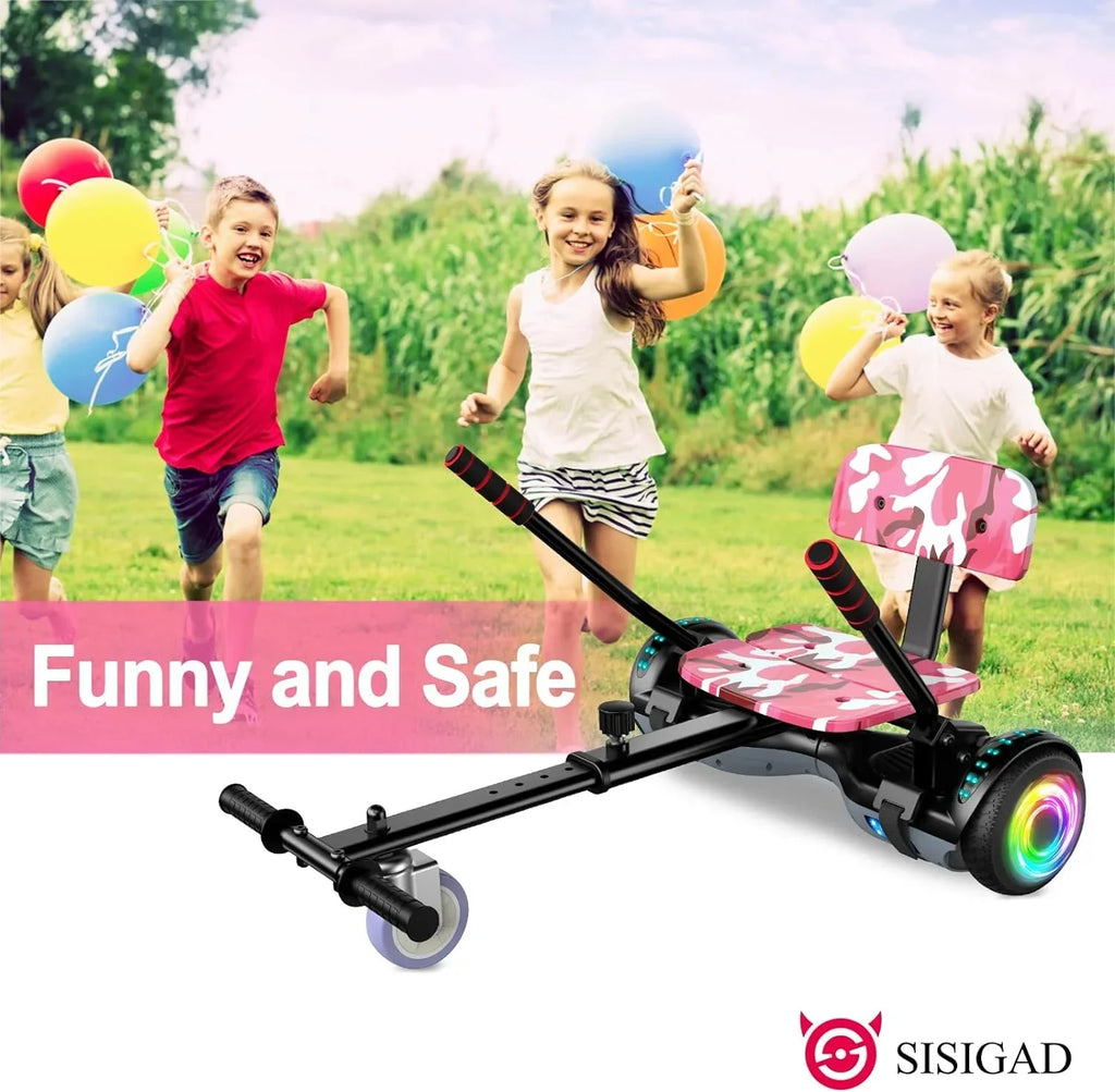 SISIGAD Electric Hoverboard And Kart Combo With 6.5 Inch Wheels And LED Lights