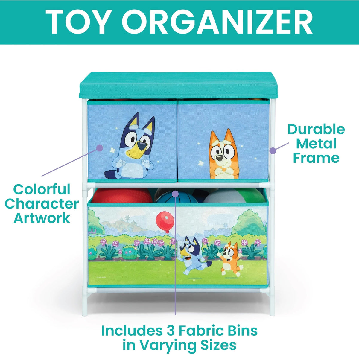 Delta Children Bluey 3-Piece Toddler Bedroom Set With Bed, Chair Desk And Toy Organizer - Blue