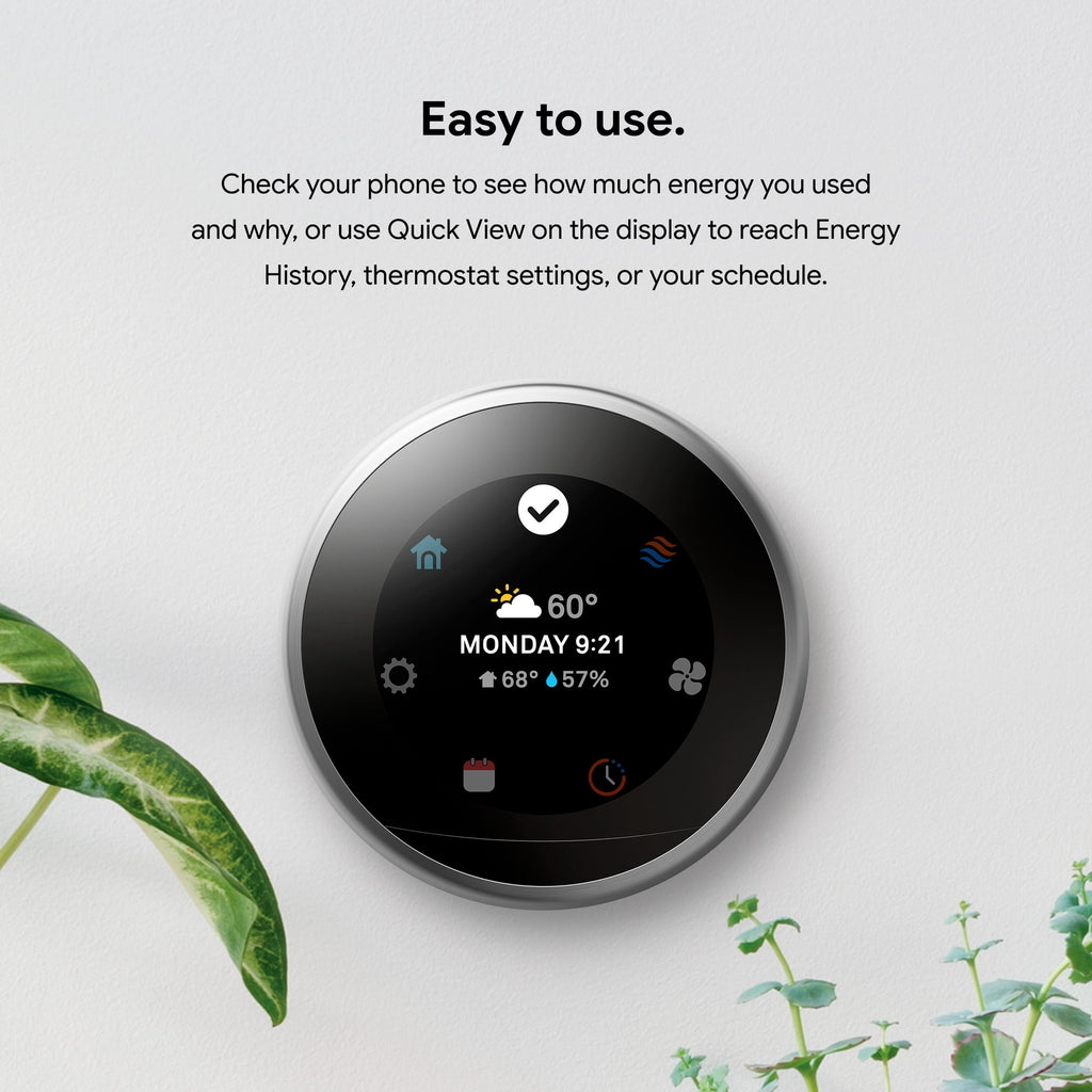 Nest Learning Thermostat, Easy Control for Every Room, Stainless Steel (3rd Gen)