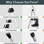 SocTone 3 Step Folding Step Ladder With Handle - 500 lb Capacity