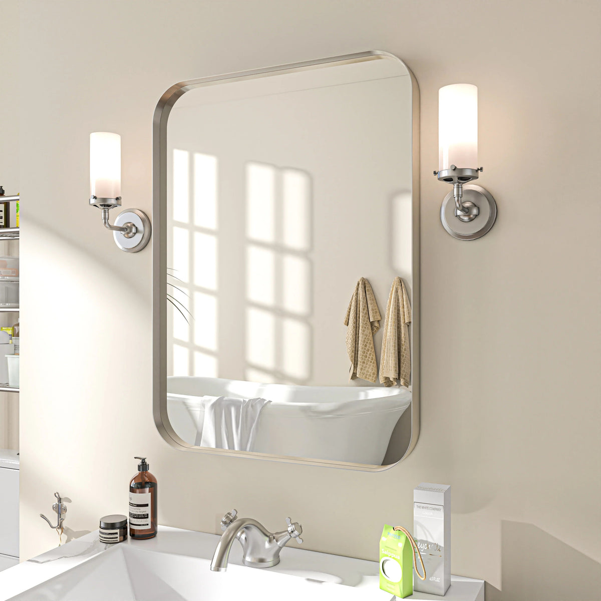 Aluminum Alloy Rounded Corner Wall Vanity Mirror