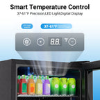 Snowyermine 130 Can Beverage Refrigerator and Cooler with Glass Door for Home, 17.3 in W, 31.5 in H, Black