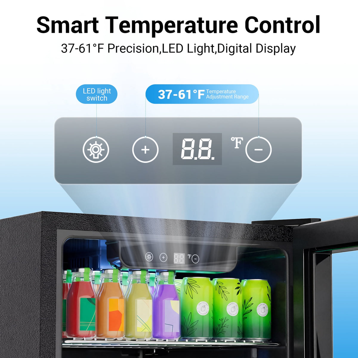 Snowyermine 130 Can Beverage Refrigerator and Cooler with Glass Door for Home, 17.3 in W, 31.5 in H, Black