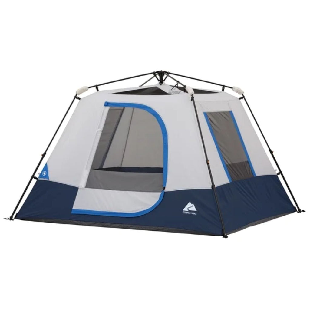 Ozark Trail 8 ft x 7 ft 4-Person Instant Cabin Tent with LED Lighted Hub, Blue/Gray, 19 lb