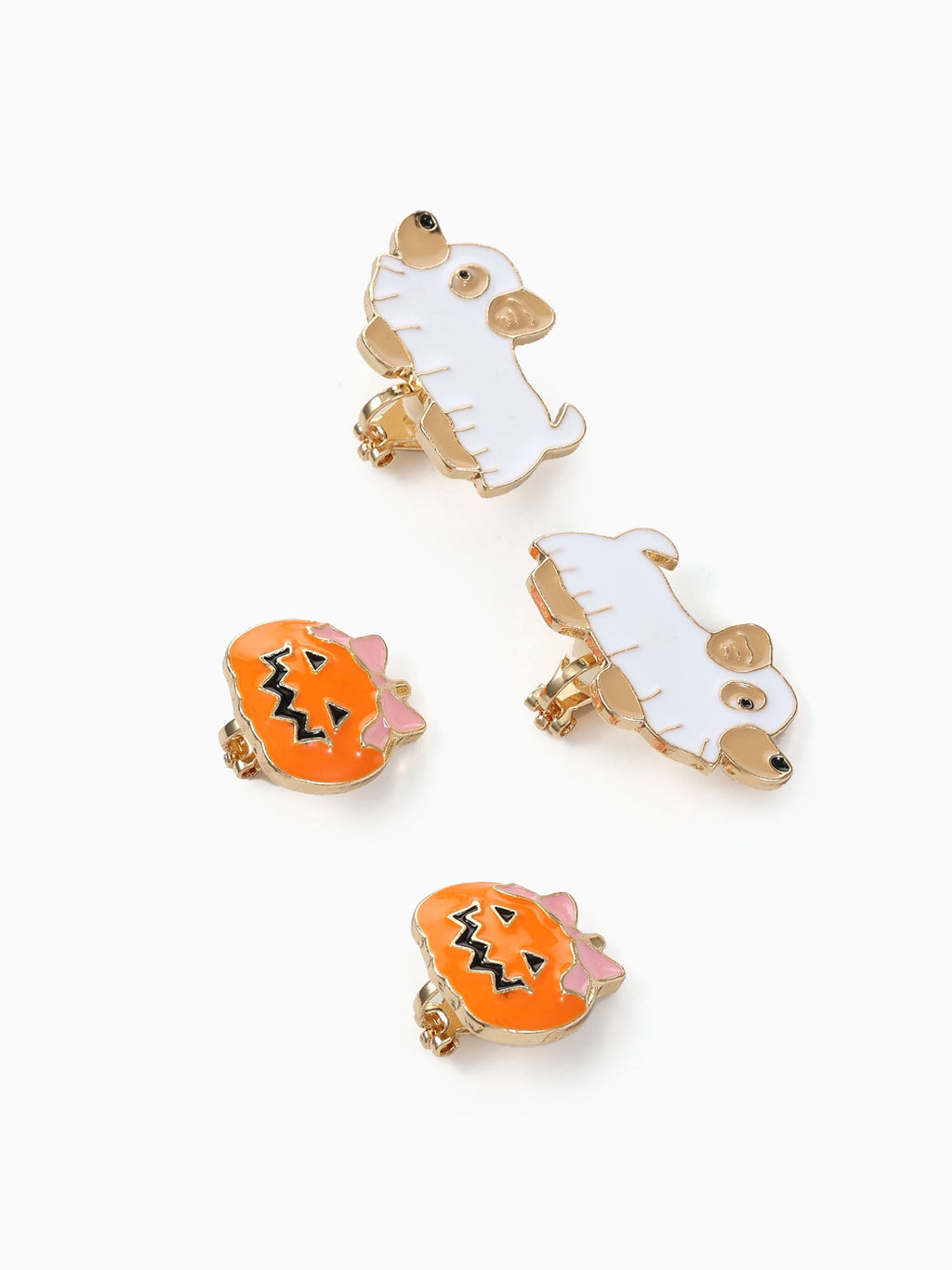 Way to Celebrate Ghost Dog & Jack-O-Lantern Halloween Clip-On Stud Earrings, 2 Pairs
