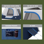 Ozark Trail 8 ft x 7 ft 4-Person Instant Cabin Tent with LED Lighted Hub, Blue/Gray, 19 lb