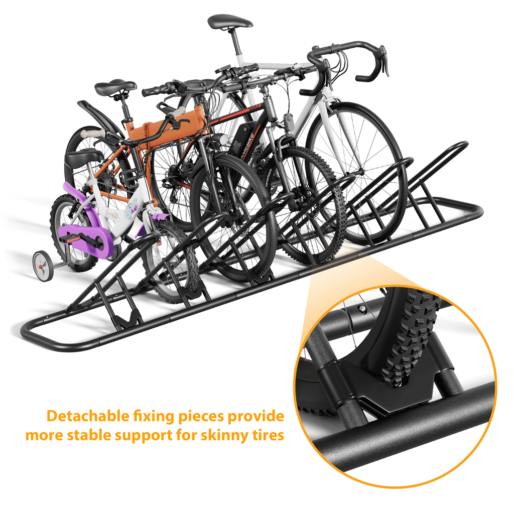 JOZ 6 Bike Floor Parking Racks, Bicycle Outdoor and Indoor Storage Racks, Black