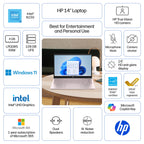 HP 14-inch HD Windows 11 Laptop, Intel N150, 4GB RAM, 128GB Storage, Tranquil Pink, 14-ep2111wm
