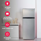 Frigidaire 7.5 Cu. ft. Top Mount Refrigerator, Apartment Size Fridge with Reversible Doors, Platinum