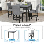 5-Piece Counter-Height Dining Set With Solid Wood Table And 4 Padded High-Back Chairs