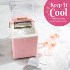 Paris Hilton Portable Ice Maker, Compact Countertop Ice Machine with Scoop, 26 lbs/Day, Pink