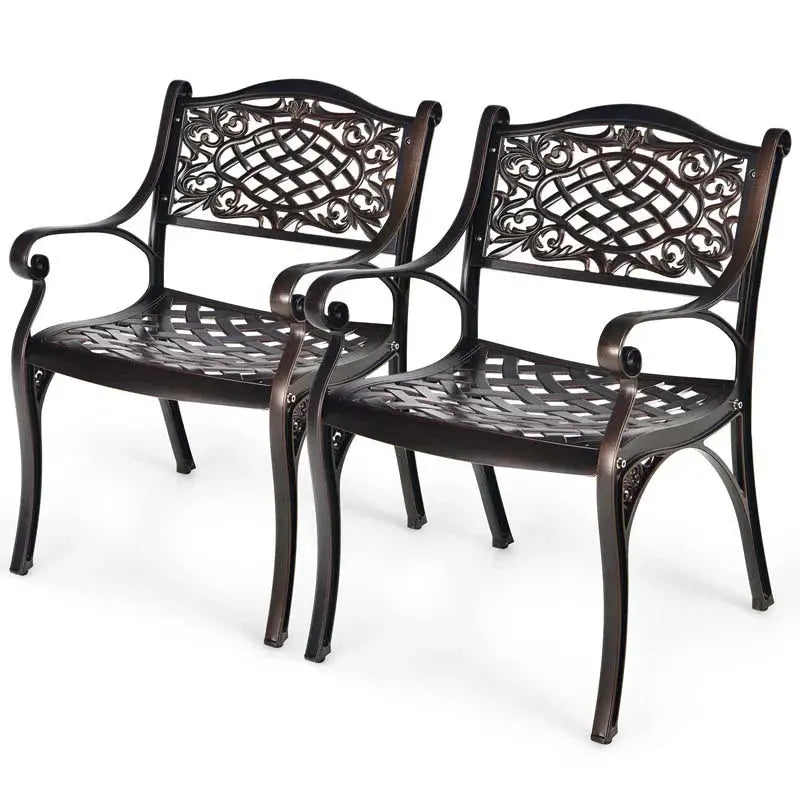 All-Weather Cast Aluminum Outdoor Dining Chairs, Set Of 2 - 23 in x 22 in x 32.5 in