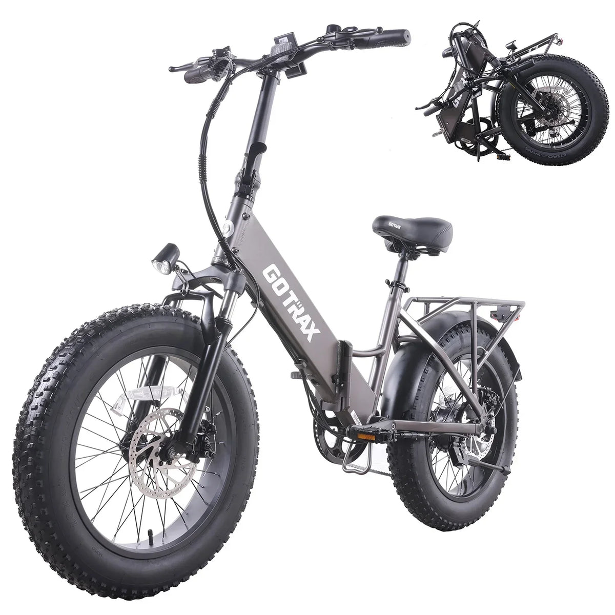 GOTRAX F3 500W Folding Fat Tire Electric Bike, 20in x 4in Tires, 20 MPH, 60 Mile Range - F3