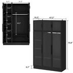 LED-Lit Glass Armoire 47.2in Wide Wardrobe With Full-Glass Doors