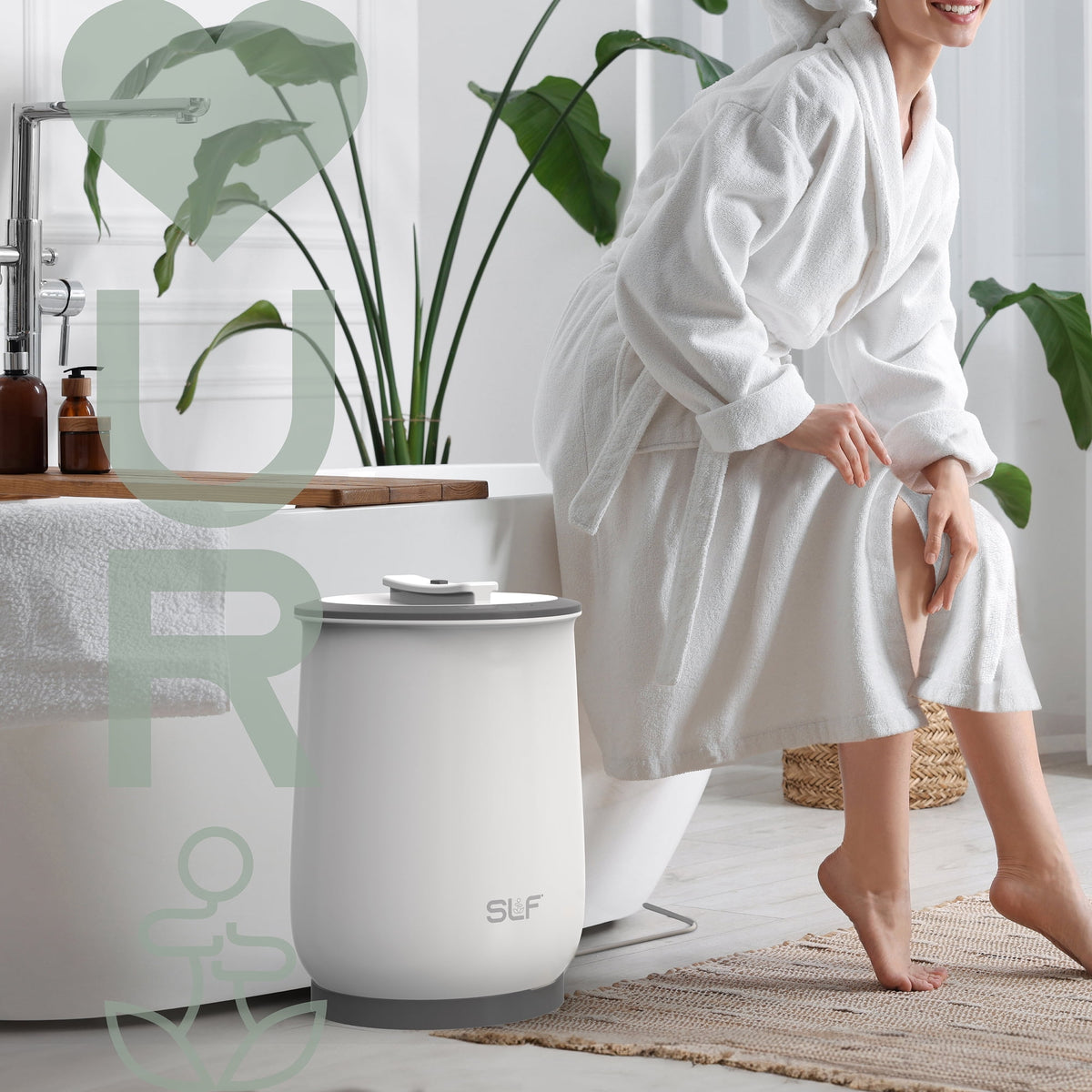 SLF Luxury Towel Warmer, 20L Electric Hot Towel Warmer Bucket, Fits Up to Two 40"x70" Oversized Towels, 18.5 x 13 in, White