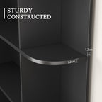 Homfa 73.9” Tall Corner Bookshelf, 6 Tier L-Shaped Large Display Bookcase with Curved Edges for Living Room Home Office Study, Black