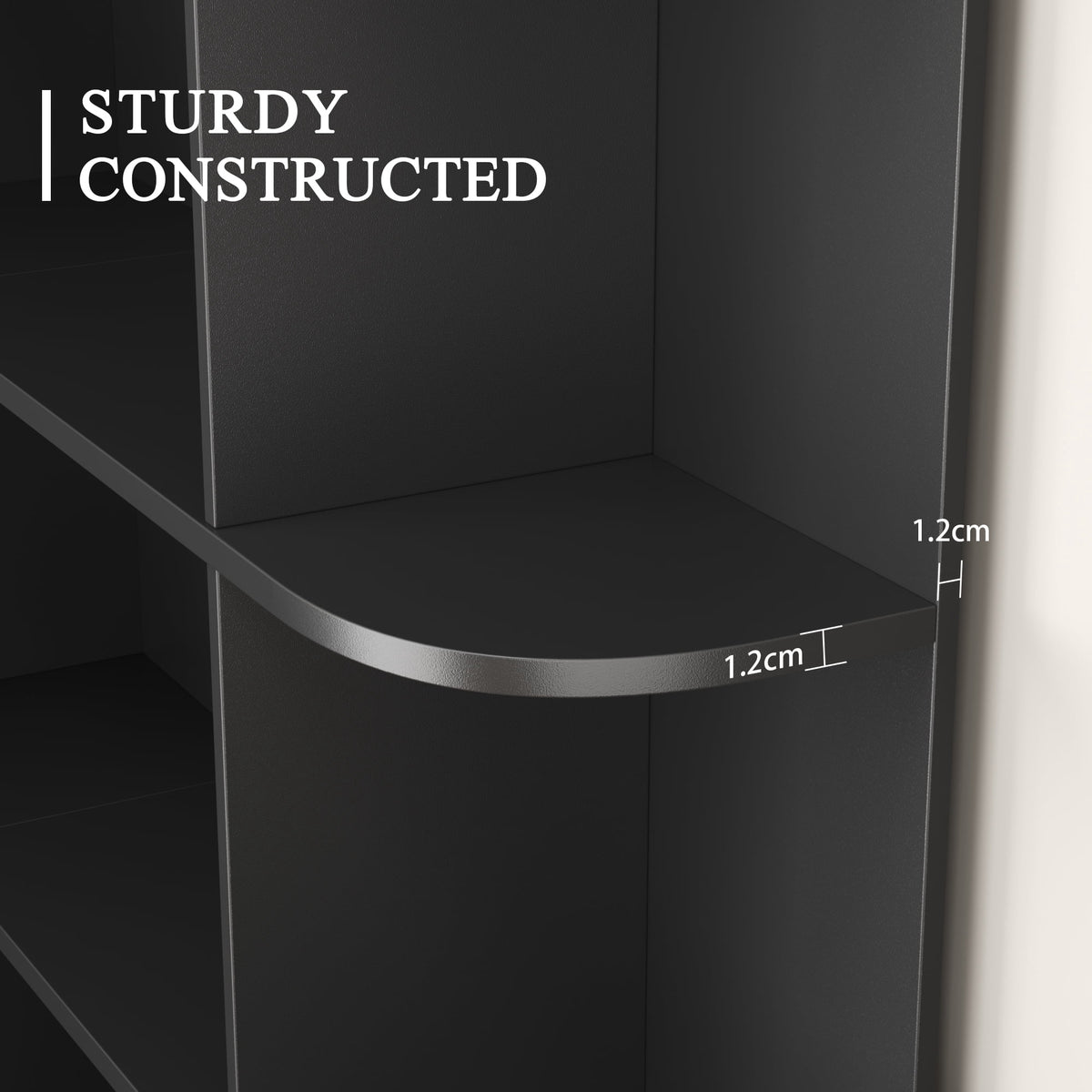 Homfa 73.9” Tall Corner Bookshelf, 6 Tier L-Shaped Large Display Bookcase with Curved Edges for Living Room Home Office Study, Black