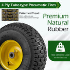 Costway 2 Pack 15 x 6.00-6 Tube-type Tires & Wheels with 3-4.6” Centered Hub, 3/4” Bushing