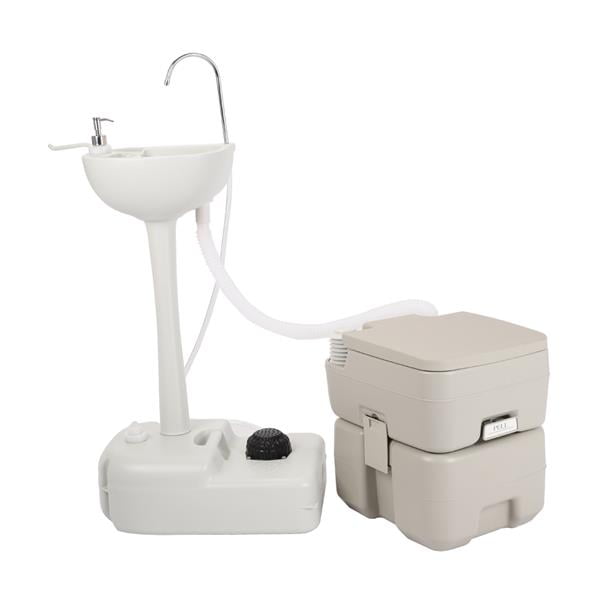 Miekor Portable Sink And Toilet Combo - 5Gal Hand Washing Station And 5.3 Gal Flushing Toilet