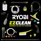 Ryobi ONE+ HP 18V Cordless Electric Cold Water Power Cleaner, 600 PSI 0.7 GPM, 20 ft. Siphon Hose