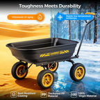 CAMMOO 600 lbs Utility Heavy-Duty Garden Dump Cart 4 Cu.Ft with 10" NO-FLAT TIRES for Landscaping Gardening