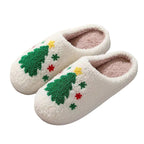 Gaexia New Christmas Cotton Slippers Winter Warm Couples Thick Sole Soft Sole Shoes Thickened Anti Slippers for Men And Women - w12-Red