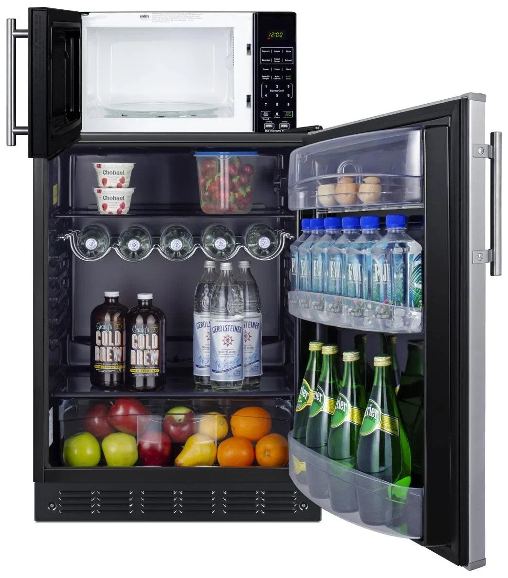 Summit Microwave And Refrigerator Combination, 24 Inch, 5.5 Cu.Ft. - MRF6BK2SSA FF6BK2SS SM903BSA1